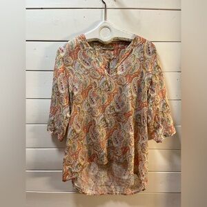 NILE Paisley Print Blouse Orange & Beige – Size S